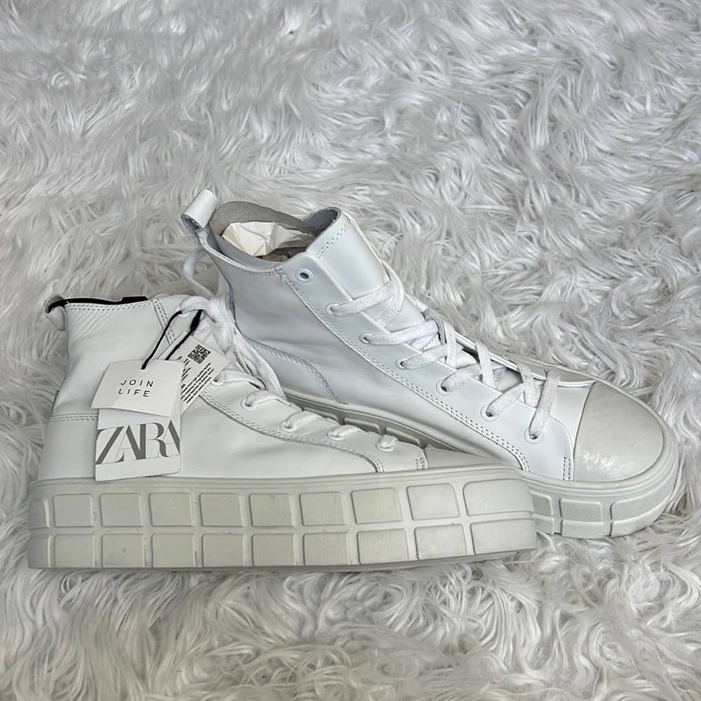 ZARA LEATHER PLATFORM SNEAKERS